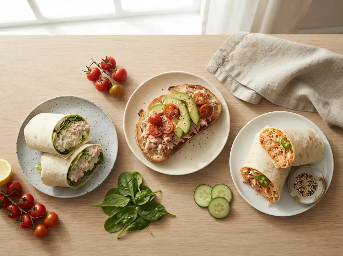 Collection of high protein tuna wrap and sandwich recipes