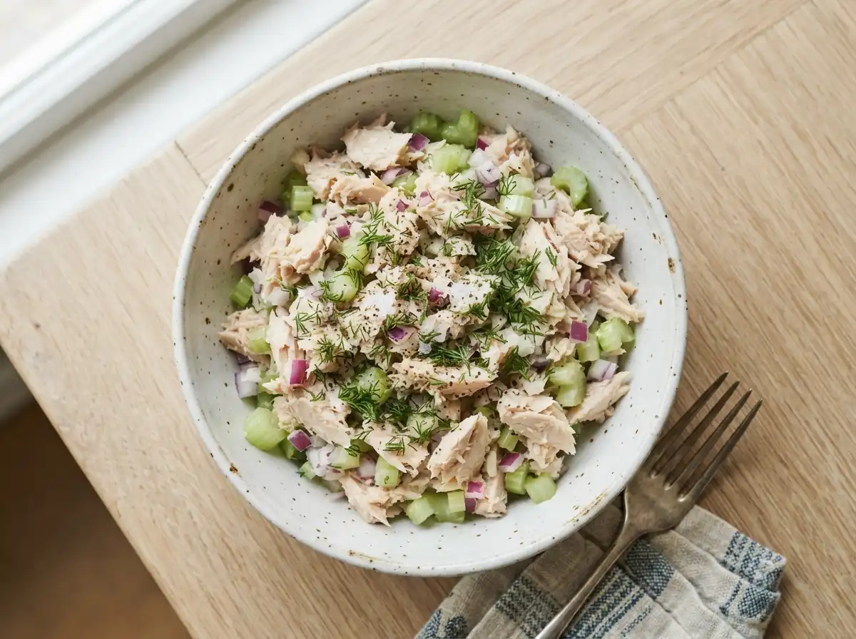 Classic tuna salad without mayo made with Greek yogurt