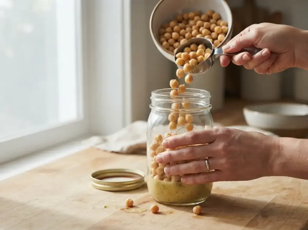 Layering a tuna lunch meal prep mason jar