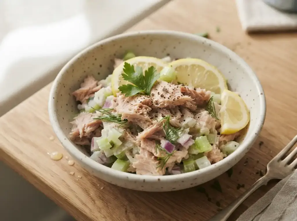 Fast tuna salad without mayo, ready in 15 minutes