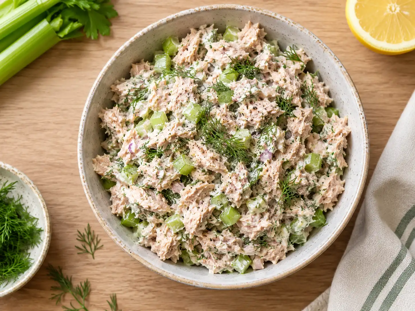 High protein tuna salad with Greek yogurt and cottage cheese, no mayo