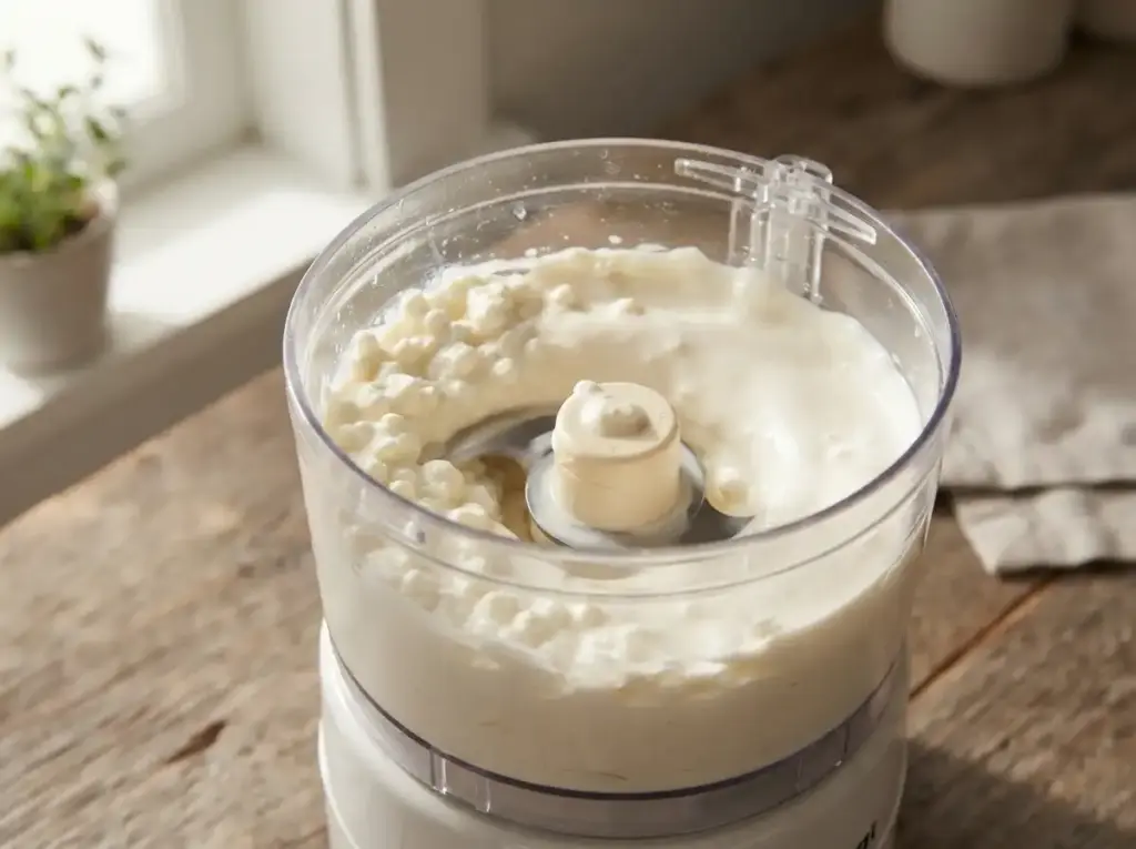 Blending cottage cheese smooth for tuna salad spread